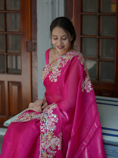 Buy Designer Pure Tissue Silk Saree Kcpc Image 3