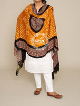 Kcpc Pure Gaji Silk Ajrakh Bandhani Dupatta Dr Kc Yellow