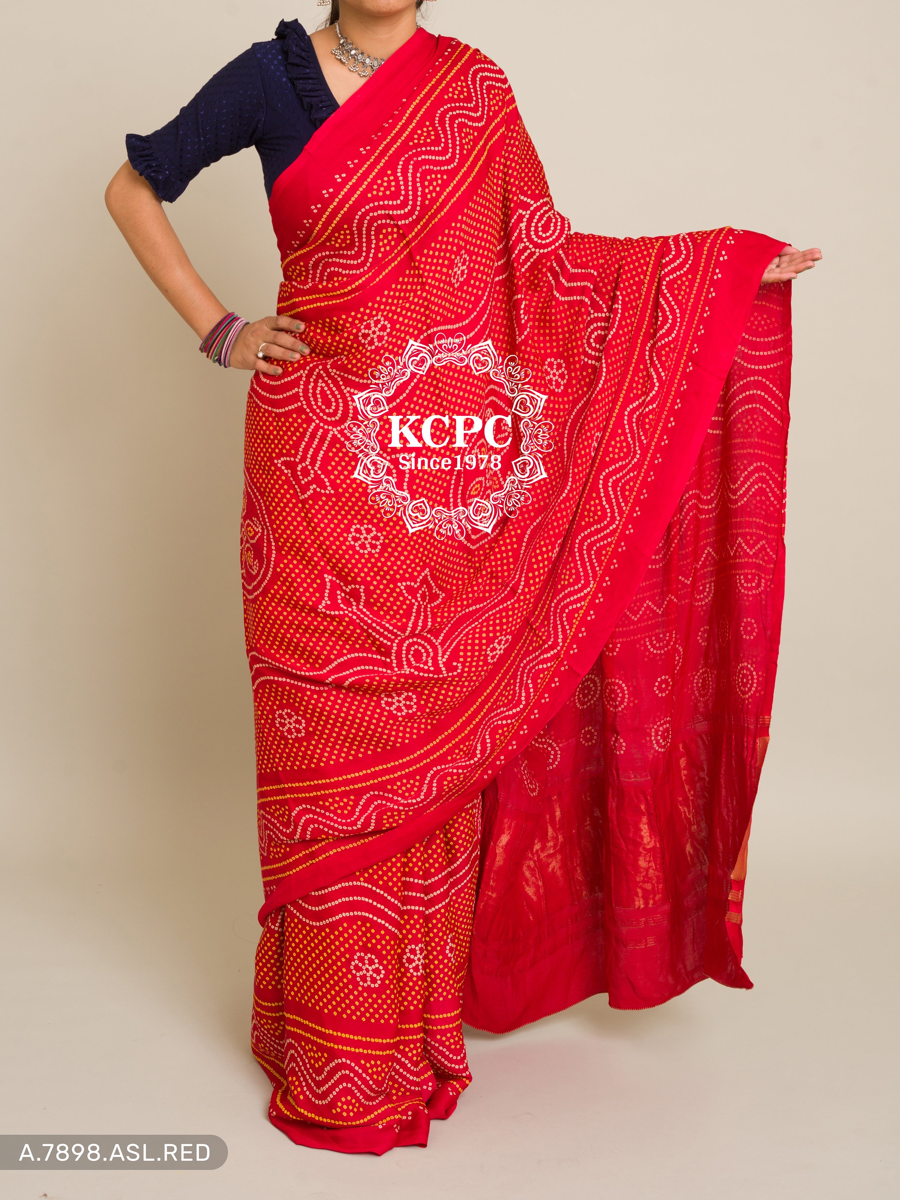 Pure Ajrakh Modal Silk Saree,KCPC,NR