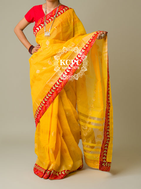 KcPc Rajasthani Marwadi Pure Kota Doriya Piliya Banarasi Zari Pallu Saree