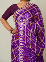 KcPc Pure Gaji Silk Bandhani Ghatchola Gotapatti Saree amt Purple