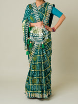 KcPc Pure Gaji Silk Bandhani Ghatchola Gotapatti Saree amt Morkanti