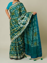 KcPc Pure Gaji Silk Bandhani Ghatchola Gotapatti Saree amt Morkanti