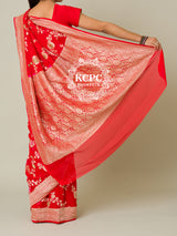 KcPc Pure Khaddi Georgette Waterzari Sarees Handloom Banarasi Weaving SareeRed