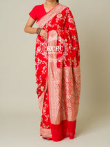 KcPc Pure Khaddi Georgette Waterzari Sarees Handloom Banarasi Weaving SareeRed