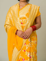 KcPc Pure Khaddi Georgette Waterzari Sarees Handloom Banarasi Weaving SareeYellow