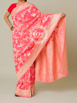 KcPc Pure Khaddi Georgette Waterzari Sarees Handloom Banarasi Weaving SareePeach