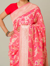 KcPc Pure Khaddi Georgette Waterzari Sarees Handloom Banarasi Weaving SareePeach