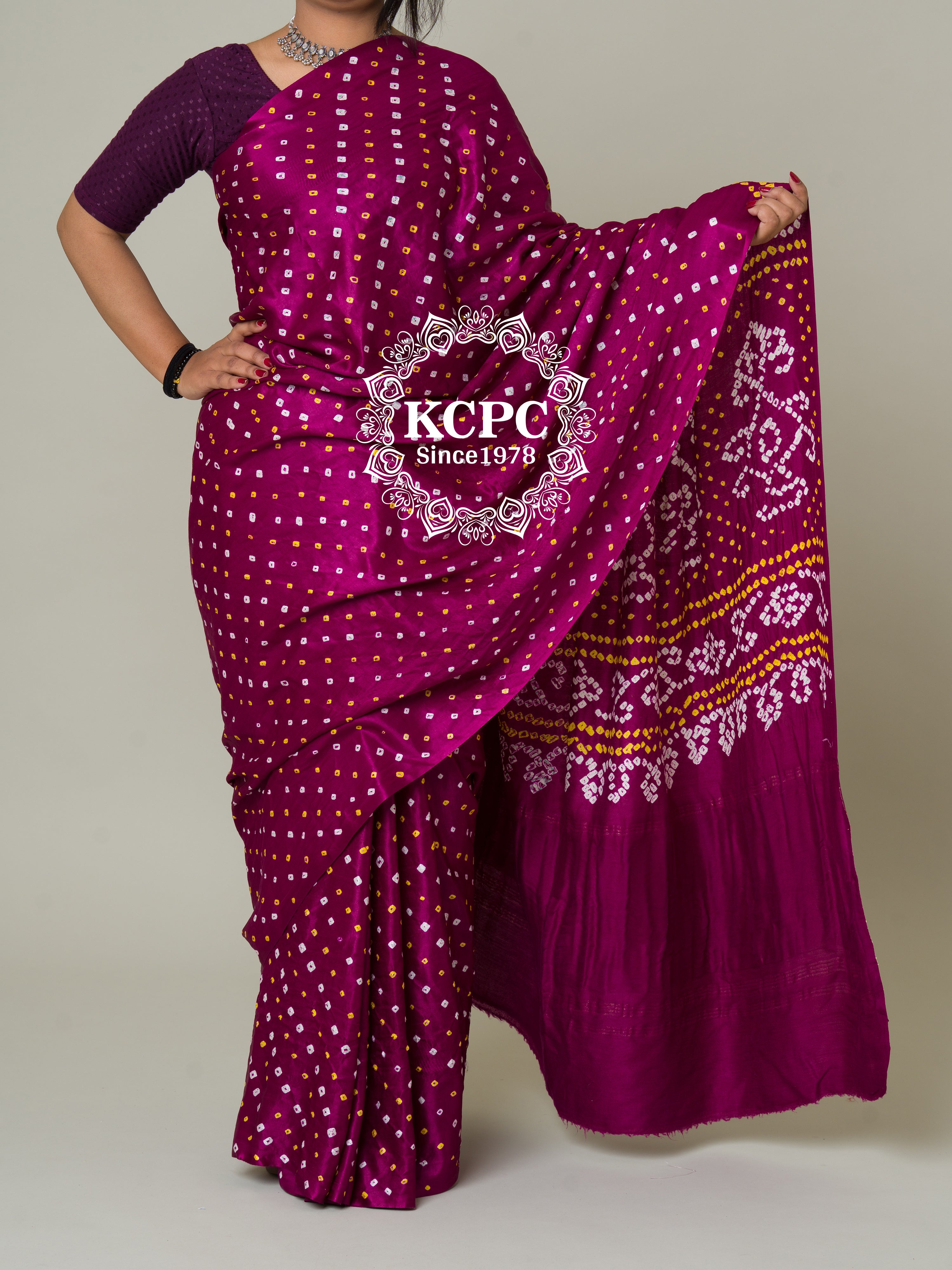 Pure Gaji Silk Rai Bandhej Ekdana Saree Mehroon Saree