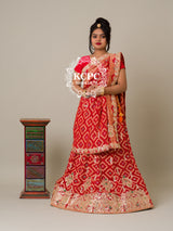 KcPc Pure Khaddi Georgette Banarasi Bandhej Ghatchola Gota Patti LehengaBTU