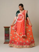 KcPc Pure Khaddi Georgette Banarasi Bandhej Ghatchola Gota Patti work LehangaBTU