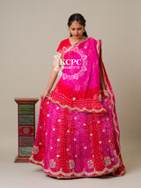 By BandhaniLehenga With Traditional Wear