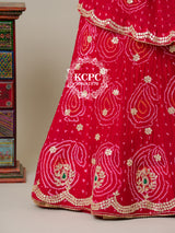 By BandhaniLehenga With Traditional Wear
