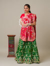 KcPc Pure Gaji Silk Bandhani Ghatchola Gotapatti Work Lehenga Red Green BTU