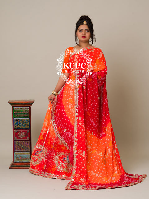 KcPc Designer Pure Chinon Ojariya Bandhani Gotapatti Lehenga BTU