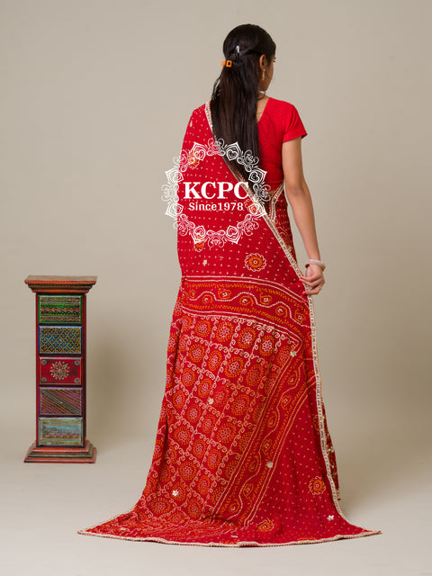 KcPc Pure Georgette Bandhani Gotapatti Work With Bandhej Dupatta Lehenga AMT