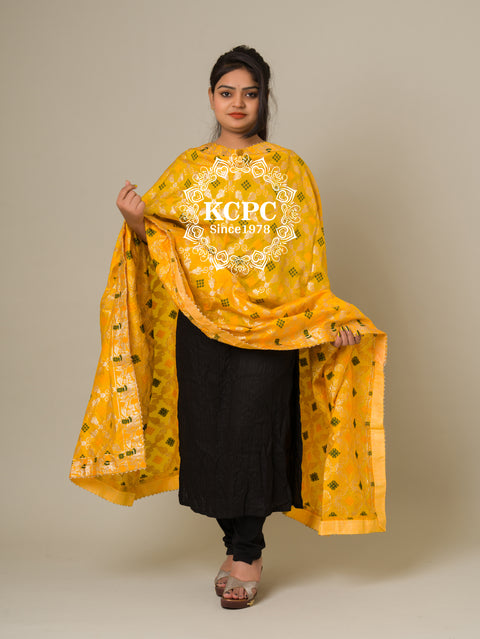 Banarasi bandhej upada gharchola dupatta Yellow