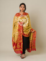 KcPc Banarasi Bandhej Gharchola Dupattas, OR, KC Gold RedKcPc Special Silk Bandhani Dupatta with Handmade WorkSA