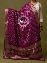 KcPc Pure Georgette Banarasi Bandhani Dupatta Purple