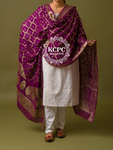KcPc Pure Georgette Banarasi Bandhani Dupatta Purple