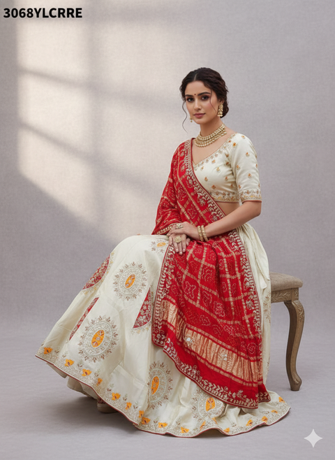 KcPc New Tissue Silk Jaipuri Lehenga with Gota Patti Hand Work  RTK