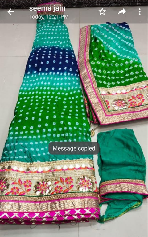 Kcpc Bandhej Silk Full Stitched  with Heavy Gotta Patti Border Lehenga  KML