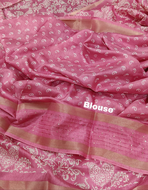 KcPc New Batik Sanganeri Print Banarasi Border Saree STL