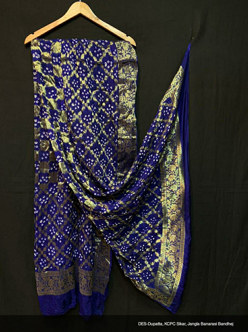 Pure Banarasi Silk Bandhej Ghatchola Dupatta Or Kc Navy