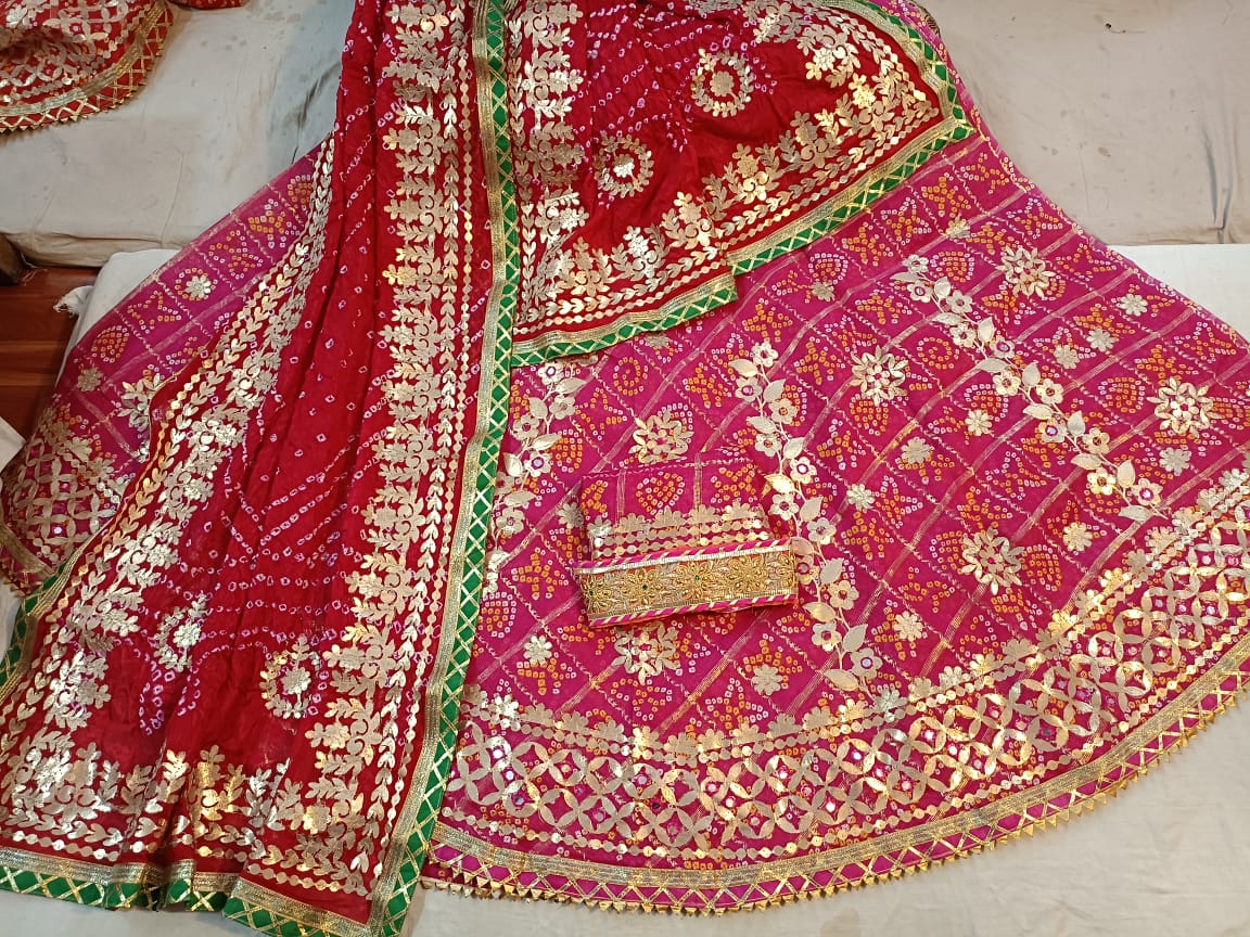 Rajasthani Special Jaipuri Gotapatti Lehengas chunri set, NR, KML