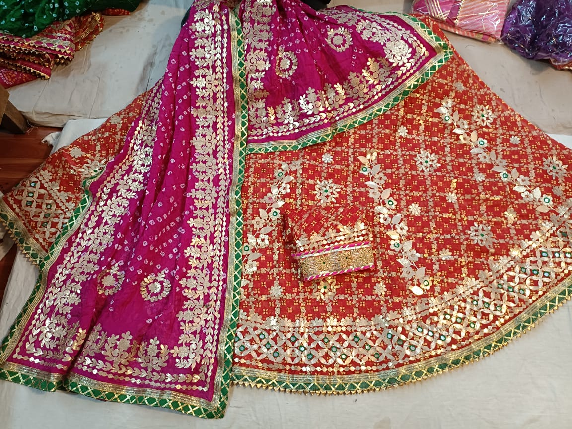 Buy Rajasthani Jaipuri Bandhej Lehenga Chaniya Choli With Gota Work New  Style in Contras Look Give's a Perfect Look Lehenga Choli Online in India -  Etsy