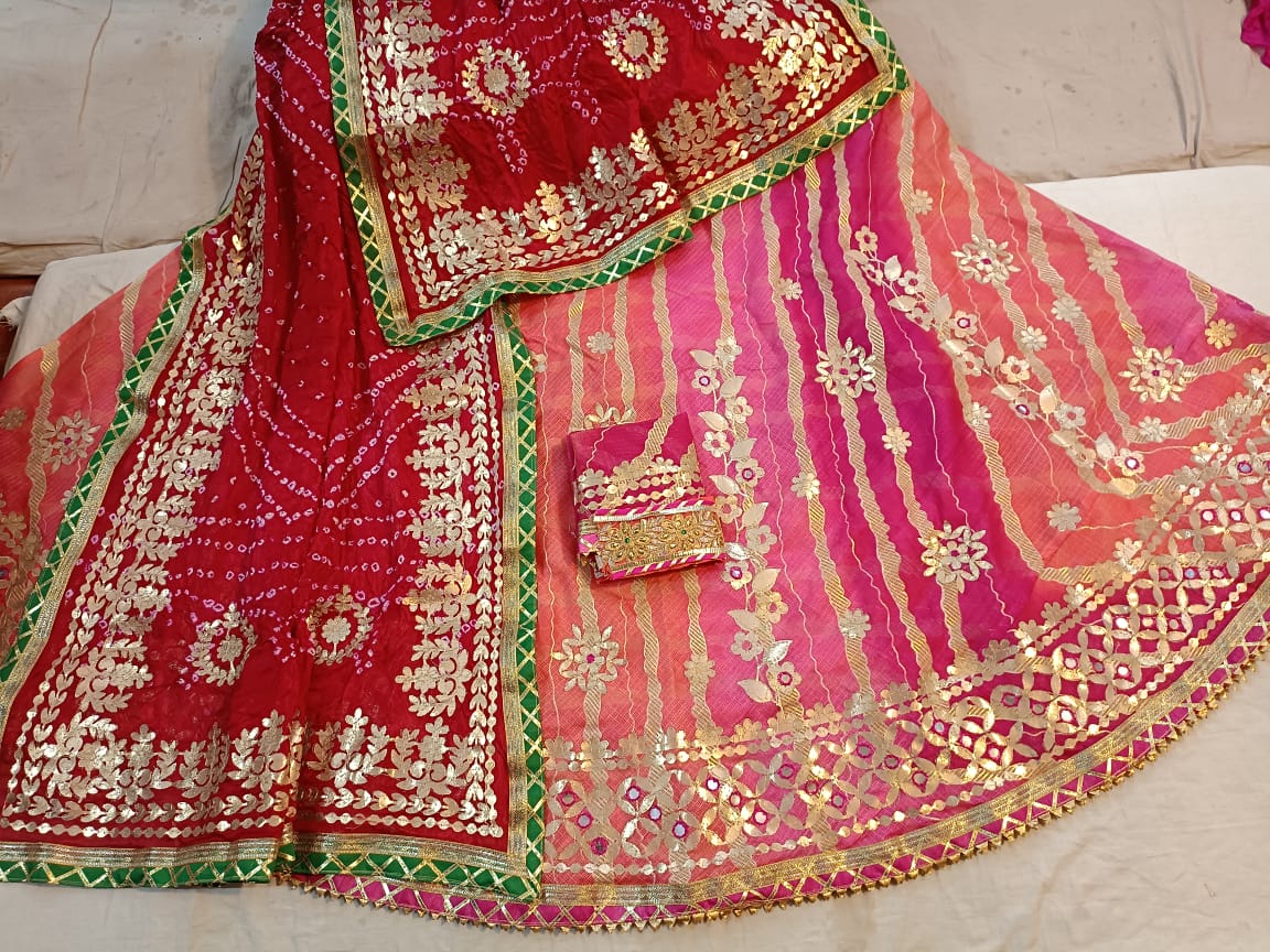 Rajasthani Special Jaipuri Gotapatti Lehengas chunri set, NR, KML