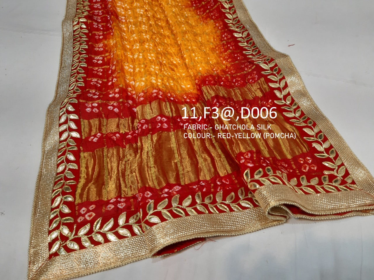 Rajasthani Traditional Bandhani Chunri Piliya Dupatta, OR, KC KcPc