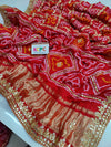 Pure Gaji Silk Bandhani Ghatchola Gotapatti Work Saree With Blouse Or Kcpc