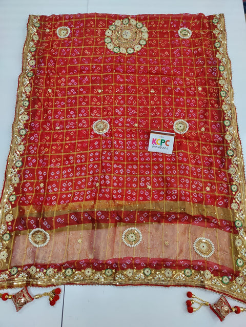 New Launch Bandhani Ghatchola Silk Chunri Pila Handwork Dupatta Kcpc Nr