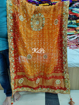 New Launch Bandhani Ghatchola Silk Chunri Pila Handwork Dupatta Kcpc Nr Red Yellow ( )