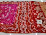 Pure Gaji Silk Bandhani Heavy Gotapatti WorkSaree With Blouse Saree