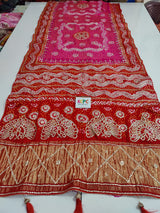 Pure Gaji Silk Bandhani Heavy Gotapatti WorkSaree With Blouse Saree