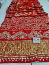 Pure Gaji Silk Bandhani Heavy Gotapatti Work Saree With Blouse Saree