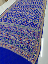 Pure Figure Design Khaddi Georgette Upada Janglaw Bandhani Neemzari Saree With Blouse Ir Kc Royal