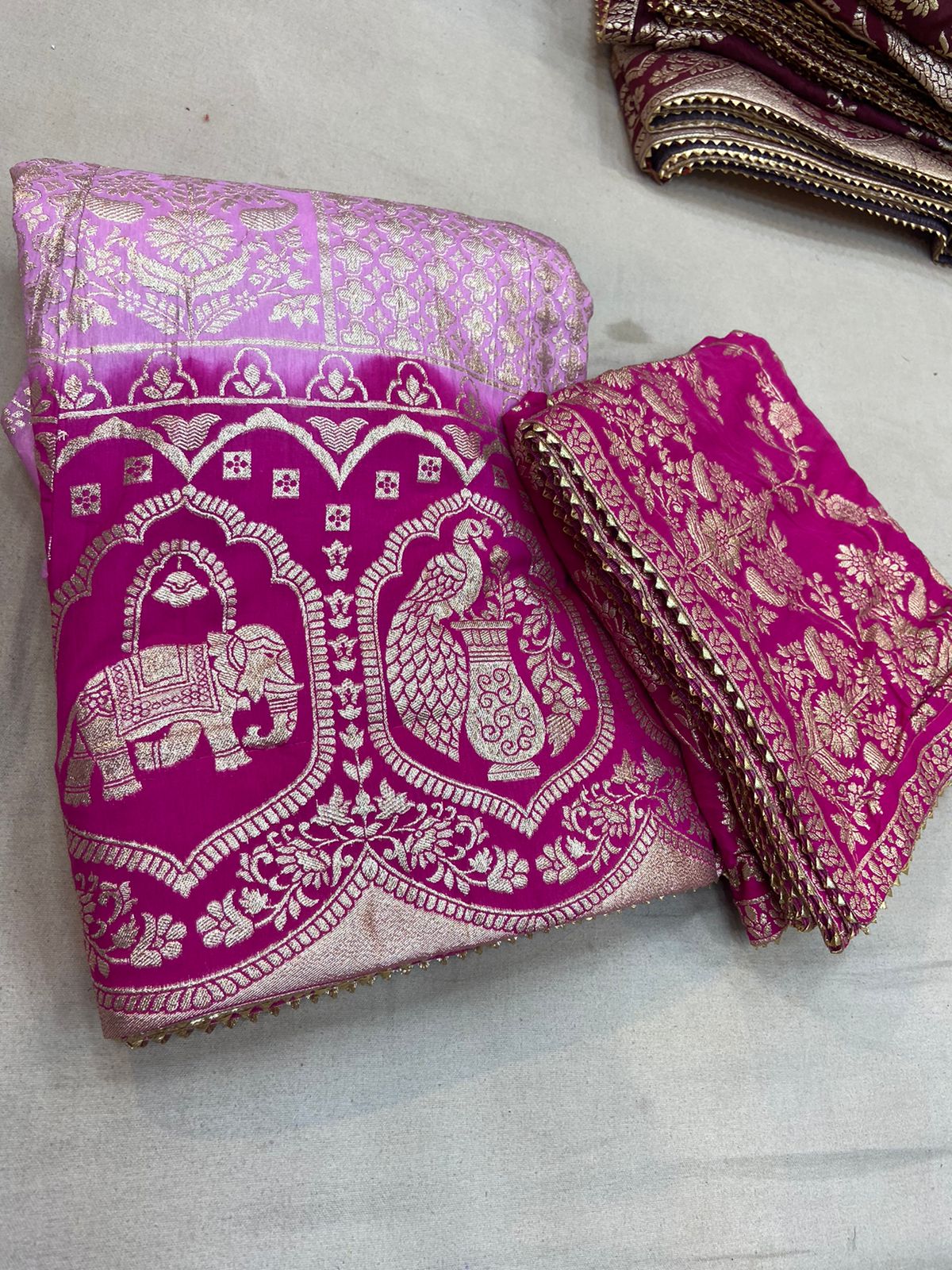 KcPc Pure Banarasi Dola Silk with zari work Lehenga BTU Pink rani