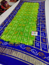 Pure Gaji Silk Bandhani Ghatchola Dupatta Kcpc Nr Parrot Blue Dupatta