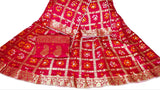 Rajasthani Bandhej Ghatchola Zari Work Lehenga Kml Or Pink Lehenga