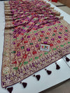 Pure Figure Khaddi Georgette Upada Janglaw Bandhani Neemzari Gota Patti Work Saree Kcpc Nr Red Green