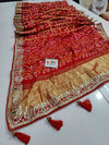 Pure Gaji Silk Bandhani Ghatchola Gotapatti Saree Nr Kcpc Red