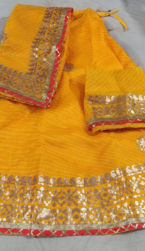 Rajasthani Lahariya Kotta Doriya Gharchola Gotaptti Lehenga Kml Or Red Lehenga