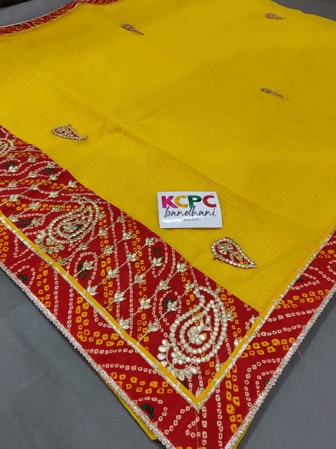 KcPc Special Kota Doriya Chunri Border Gotapatti Work Saree