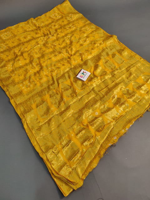 KcPc New Bandhej silk gharchola Single coin saree Yellow