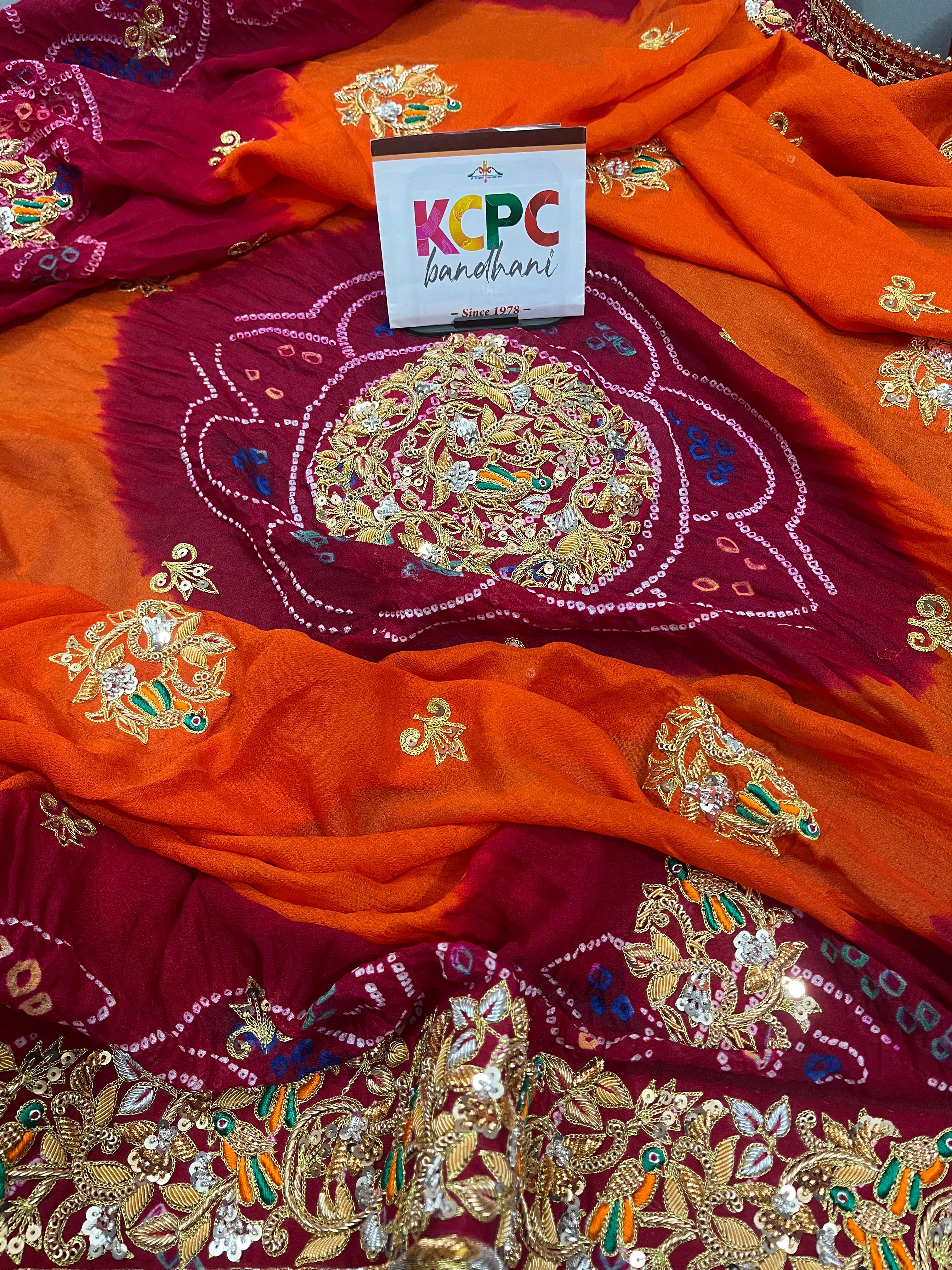 KcPc Pure Ojariya Aari Tari Odhna Pila (Red Orange)
