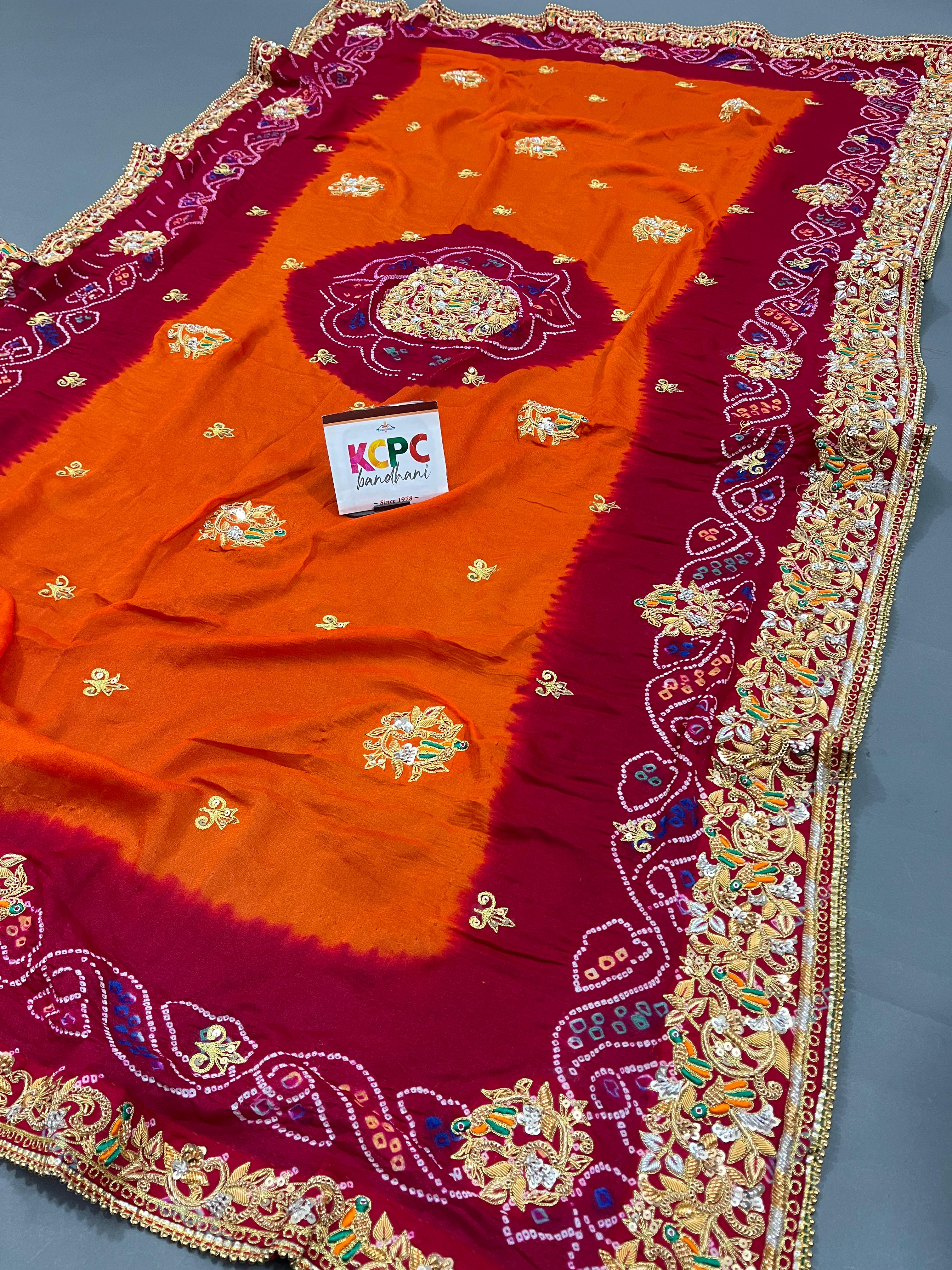KcPc Pure Ojariya Aari Tari Odhna Pila (Red Orange)