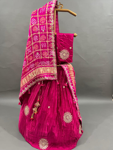 KcPc Pure Gajji Silk Lehenga & Dupptta With Gorgeous Gotapatti work SATIS